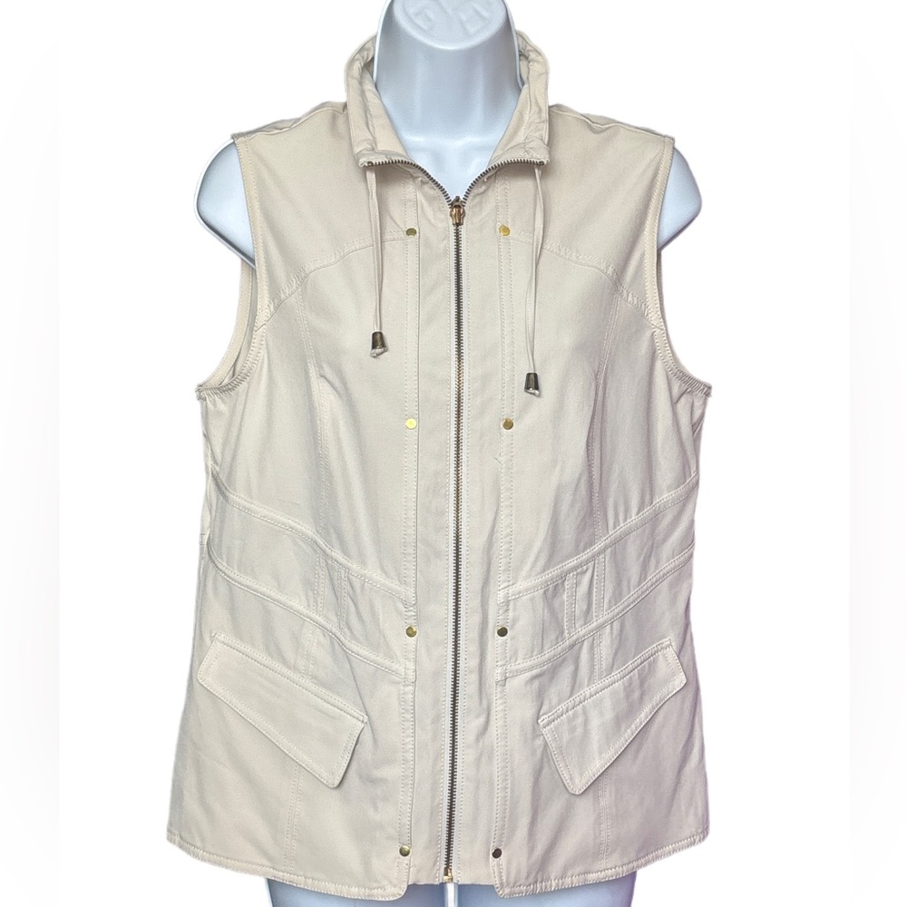 Chico's Zenergy Full Zip Utility Vest - Beige - Size 1 (Medium)